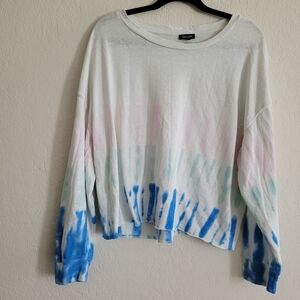 Splendid tie dyed Ombre sweater cropped long sleeved tee | size xl